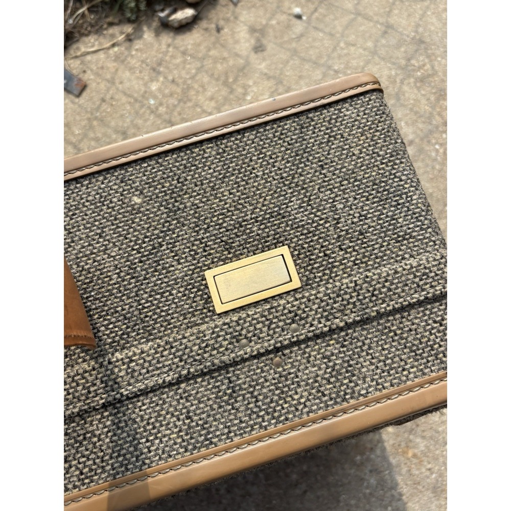 ⭐️Vtg Hartmann Suitcase Walnut Tweed Leather Luggage 21"⭐️Nice Cond.⭐️W/ Tags - Picture 7 of 14